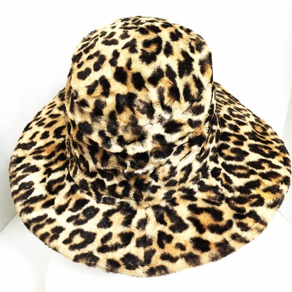 VTG Joseph Magnin Mr. Paul Faux Leopard Short Fur Bucket Hat - Picture 4 of 12